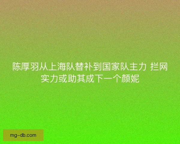 陈厚羽从上海队替补到国家队主力 拦网实力或助其成下一个颜妮