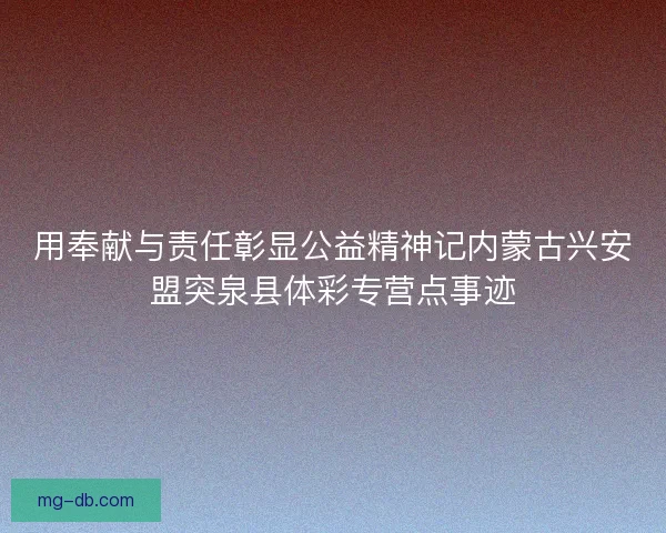 用奉献与责任彰显公益精神记内蒙古兴安盟突泉县体彩专营点事迹