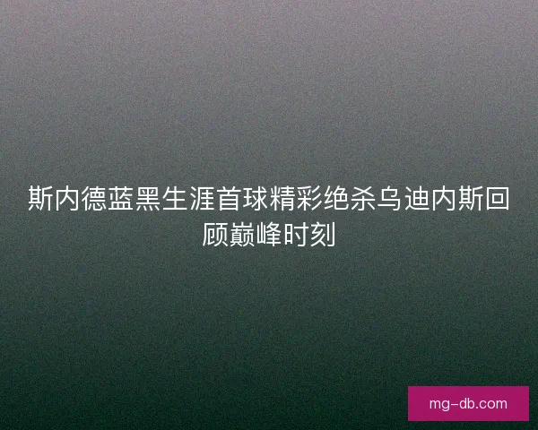 斯内德蓝黑生涯首球精彩绝杀乌迪内斯回顾巅峰时刻