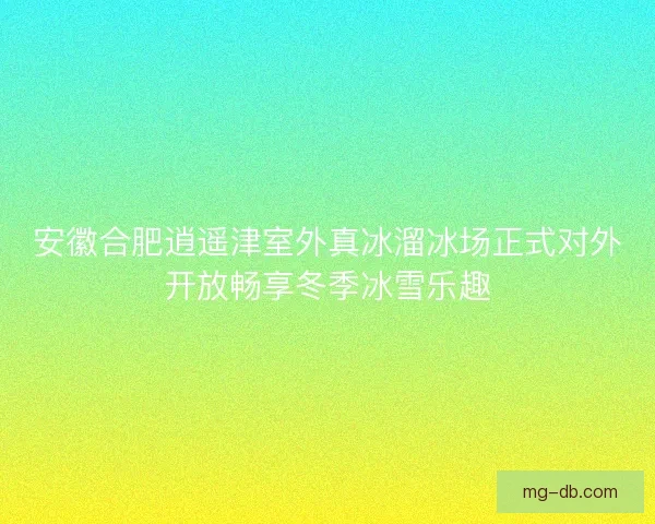 安徽合肥逍遥津室外真冰溜冰场正式对外开放畅享冬季冰雪乐趣